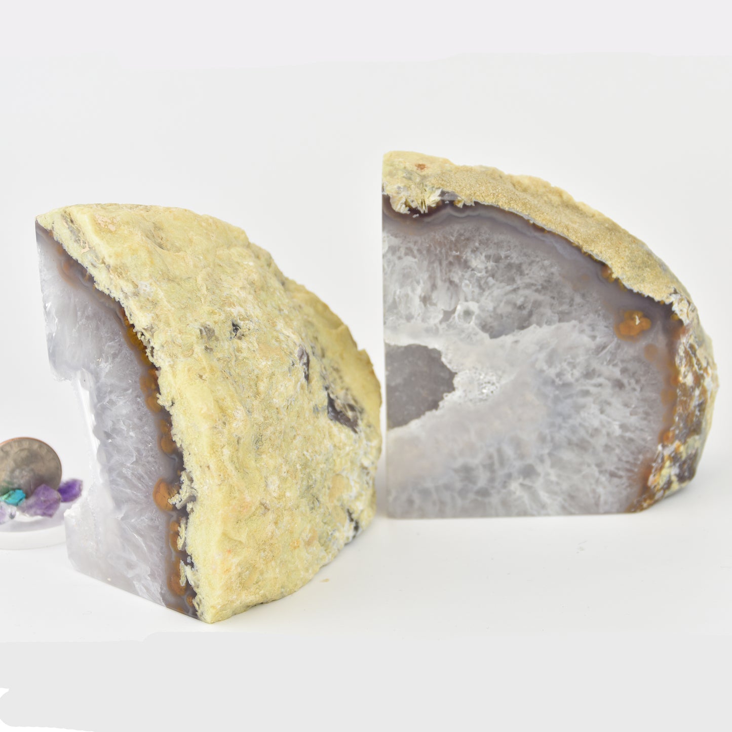 Agate Crystal Geode Center Bookends