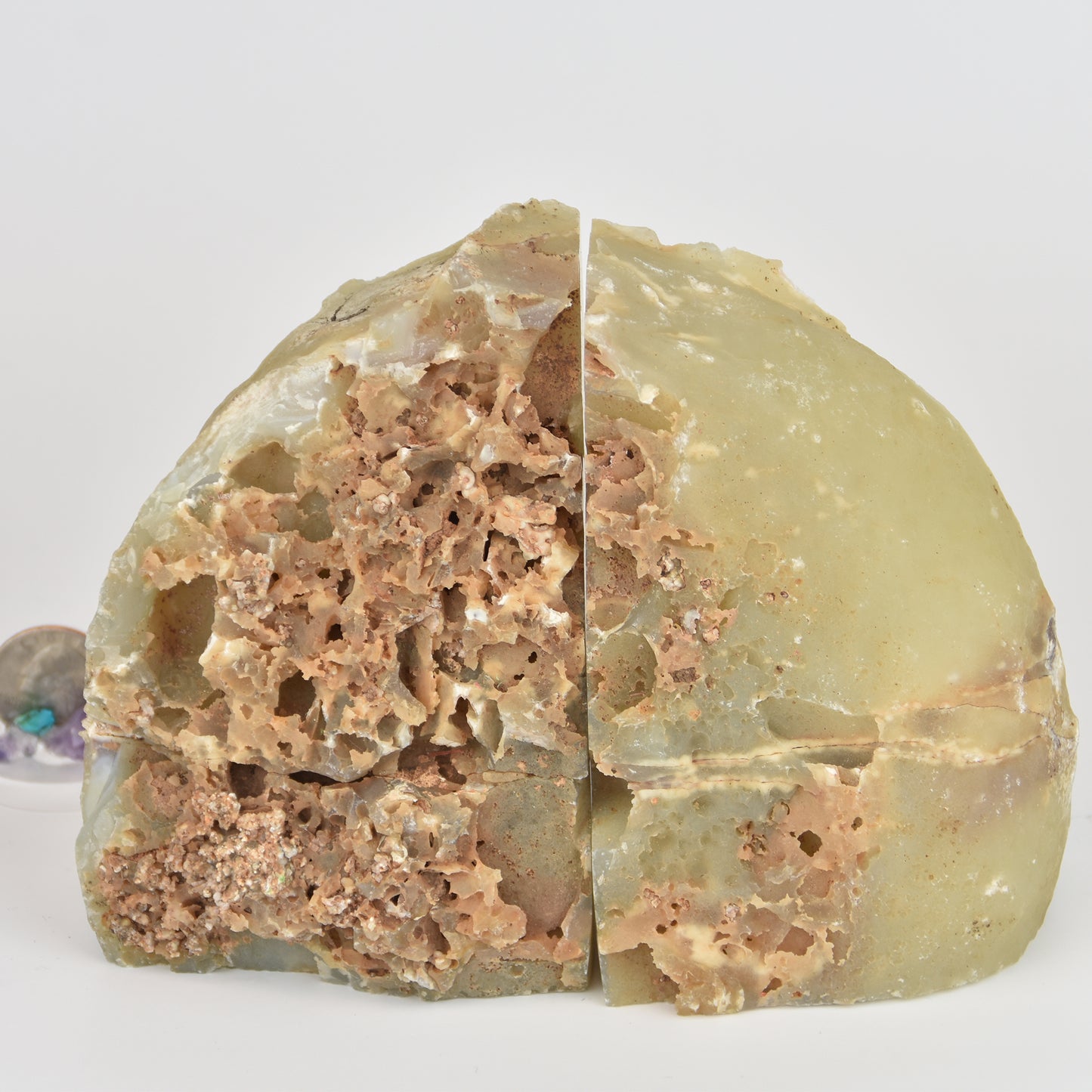 Agate Geode Center Bookends with Quartz