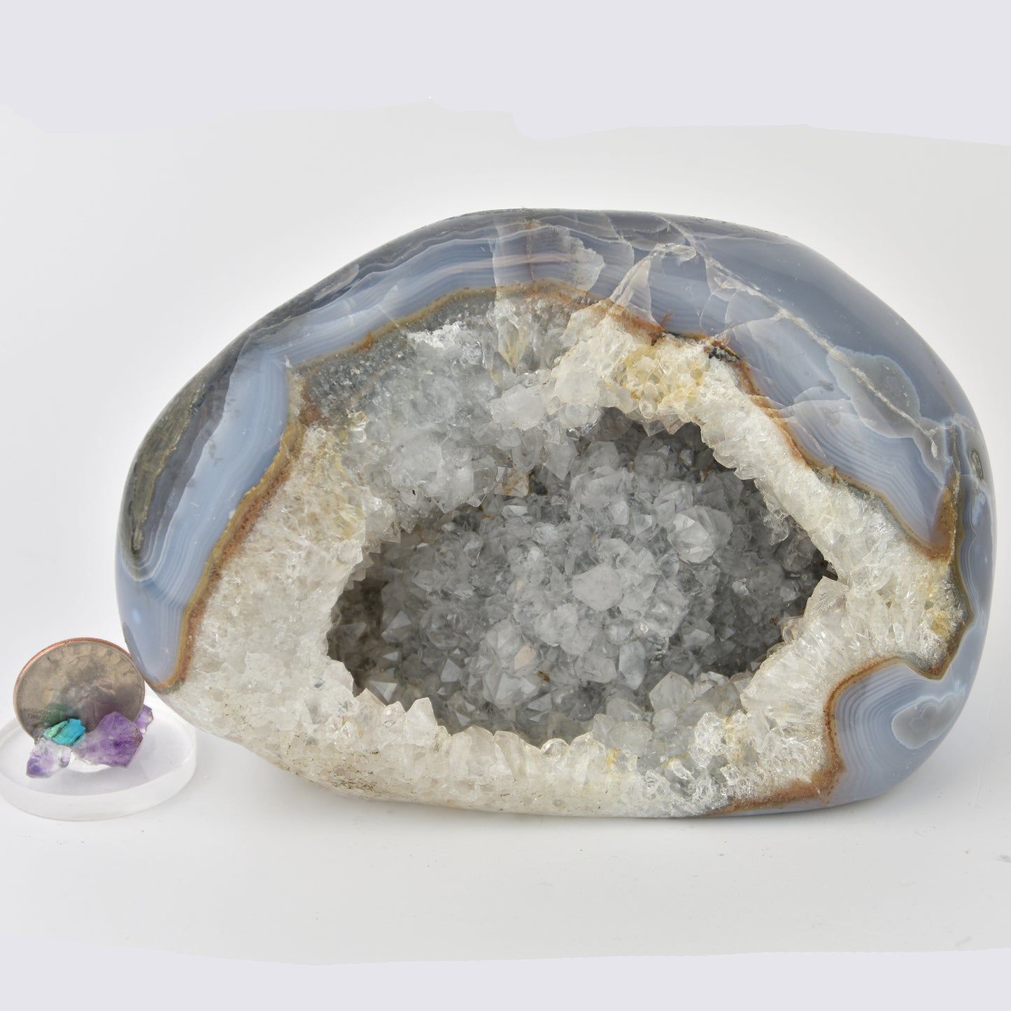 Quartz Crystal Geode Home Decor Piece Blue