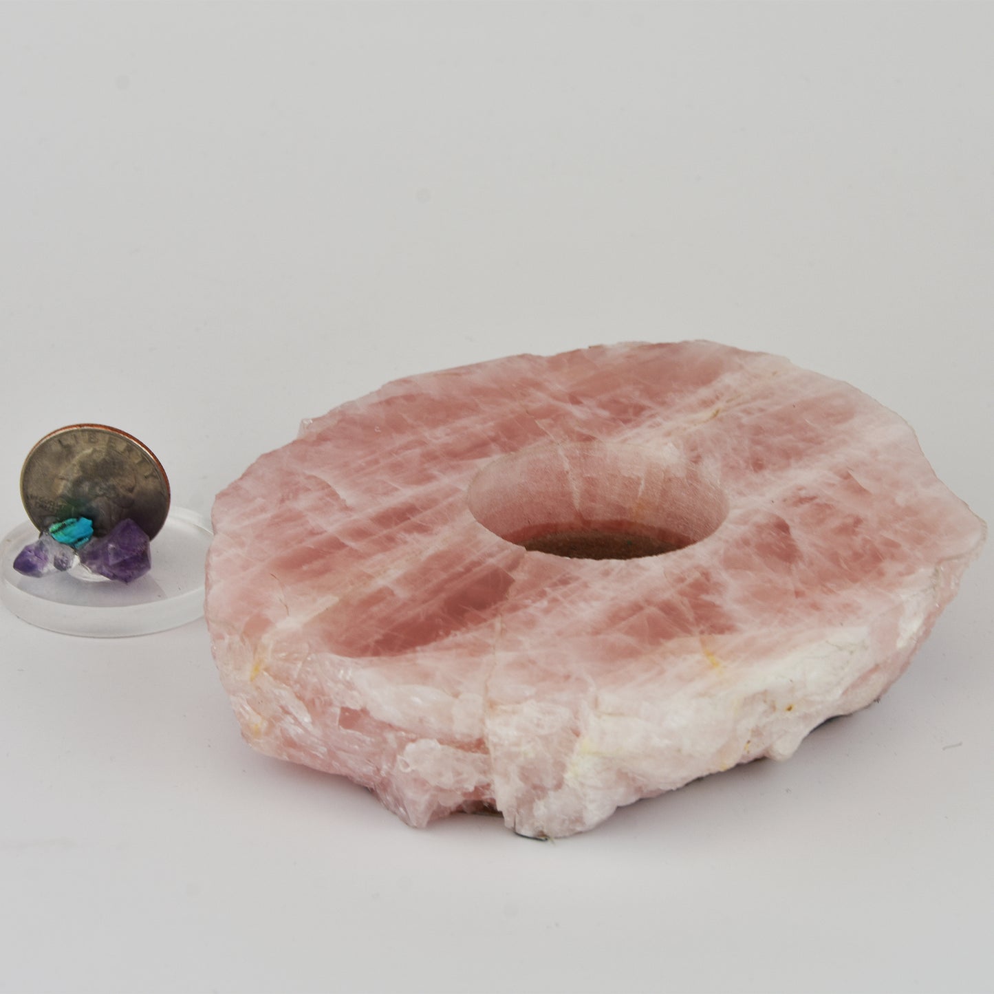 Rose Quartz Slab Candleholder