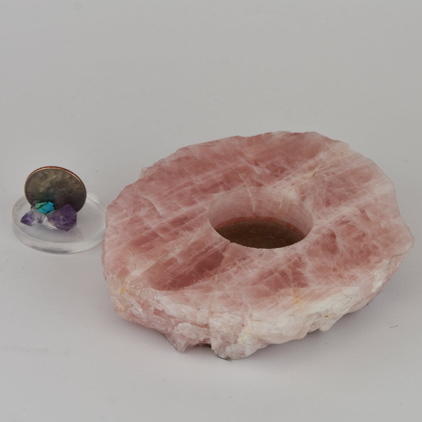Rose Quartz Slab Candleholder