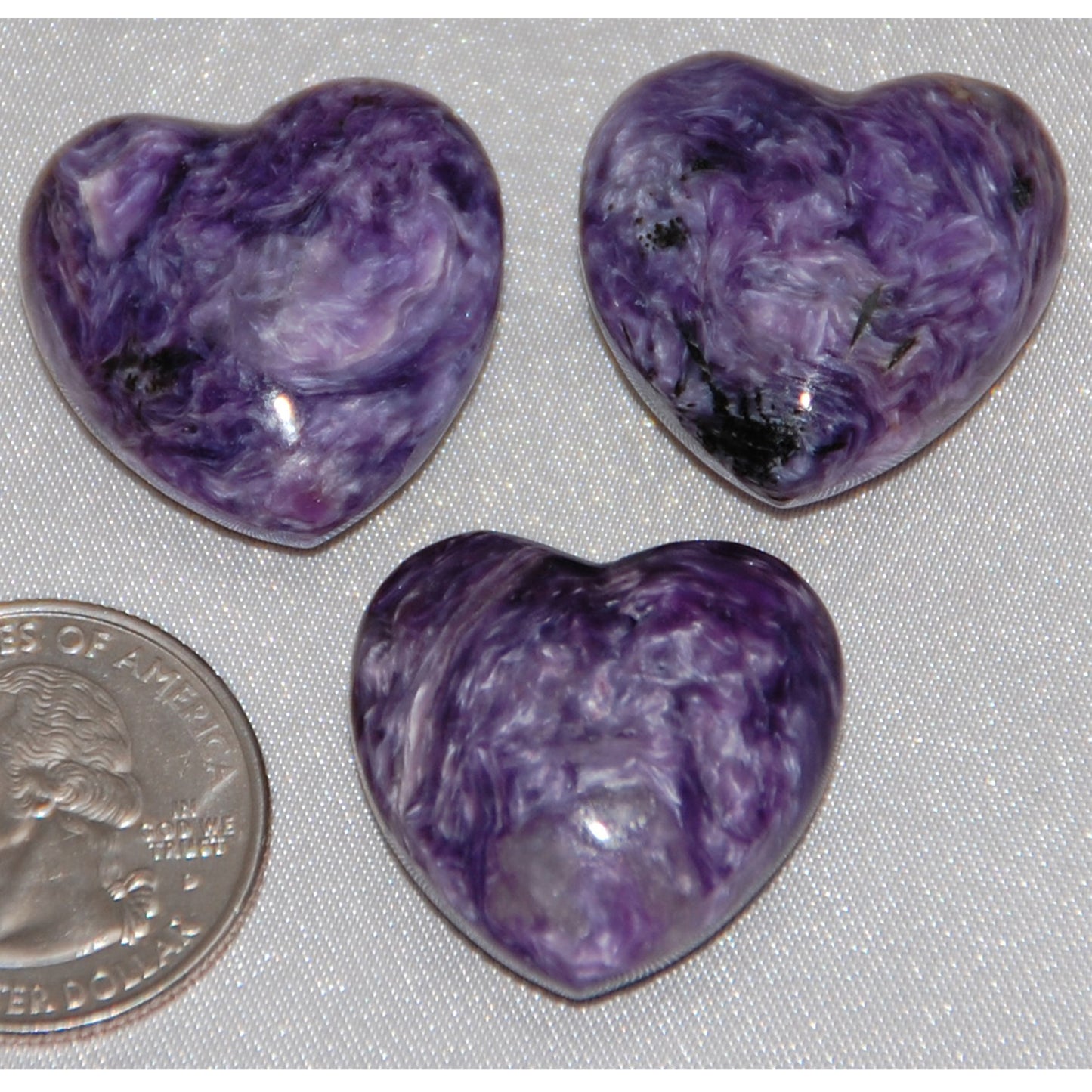 Charoite Polished Hearts