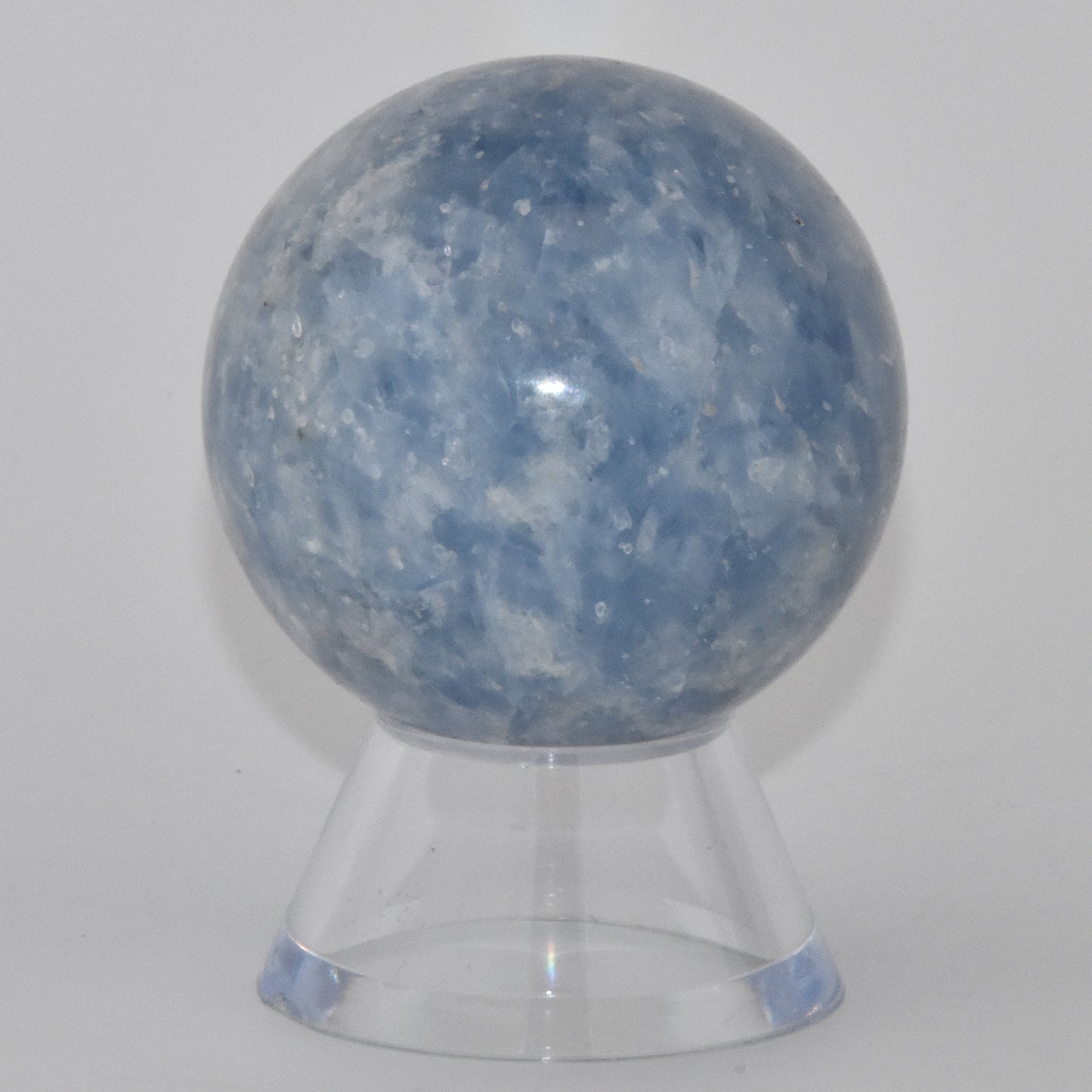 Blue Calcite Sphere Carved Stone Polished Carving