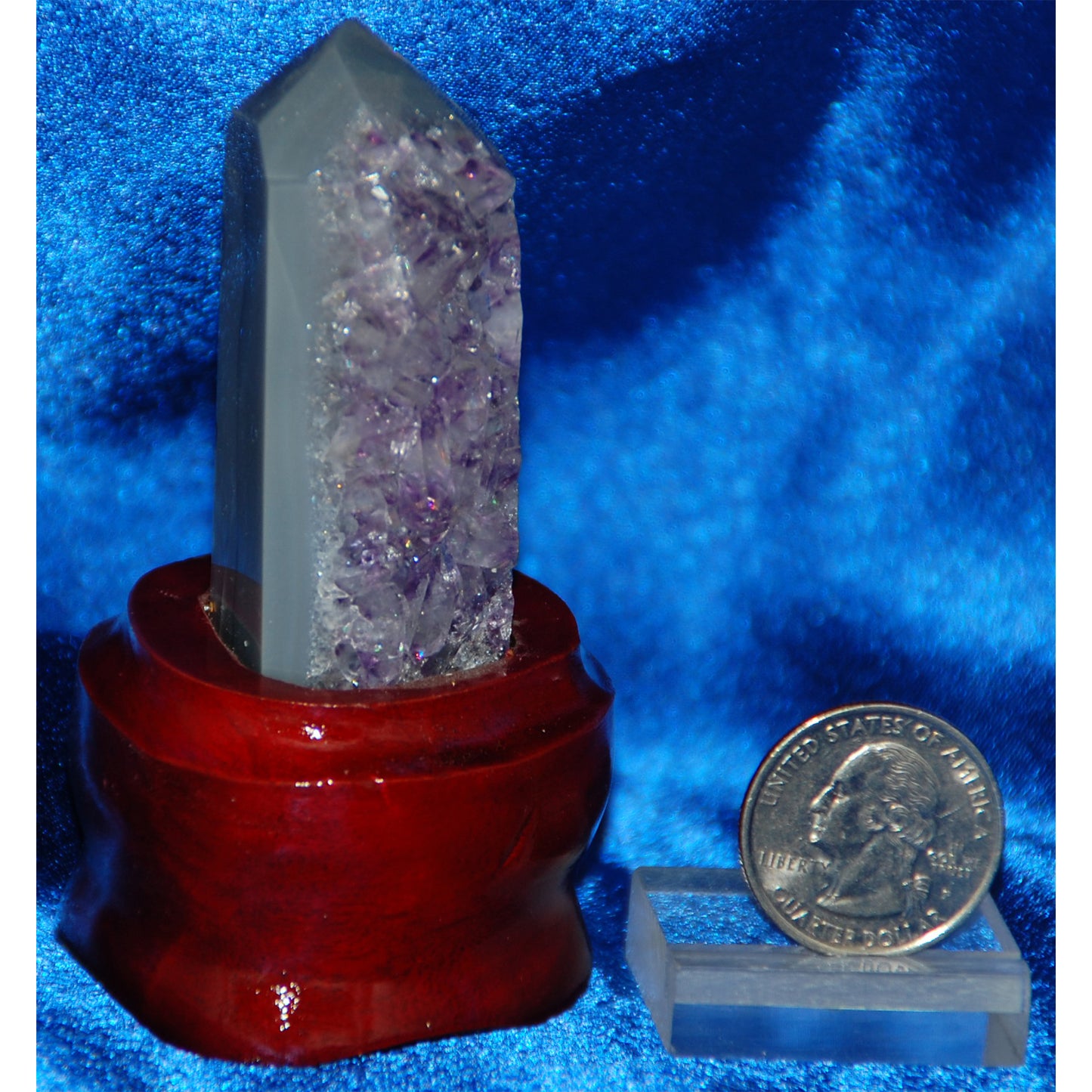 Amethyst Cluster Point on Wood Base