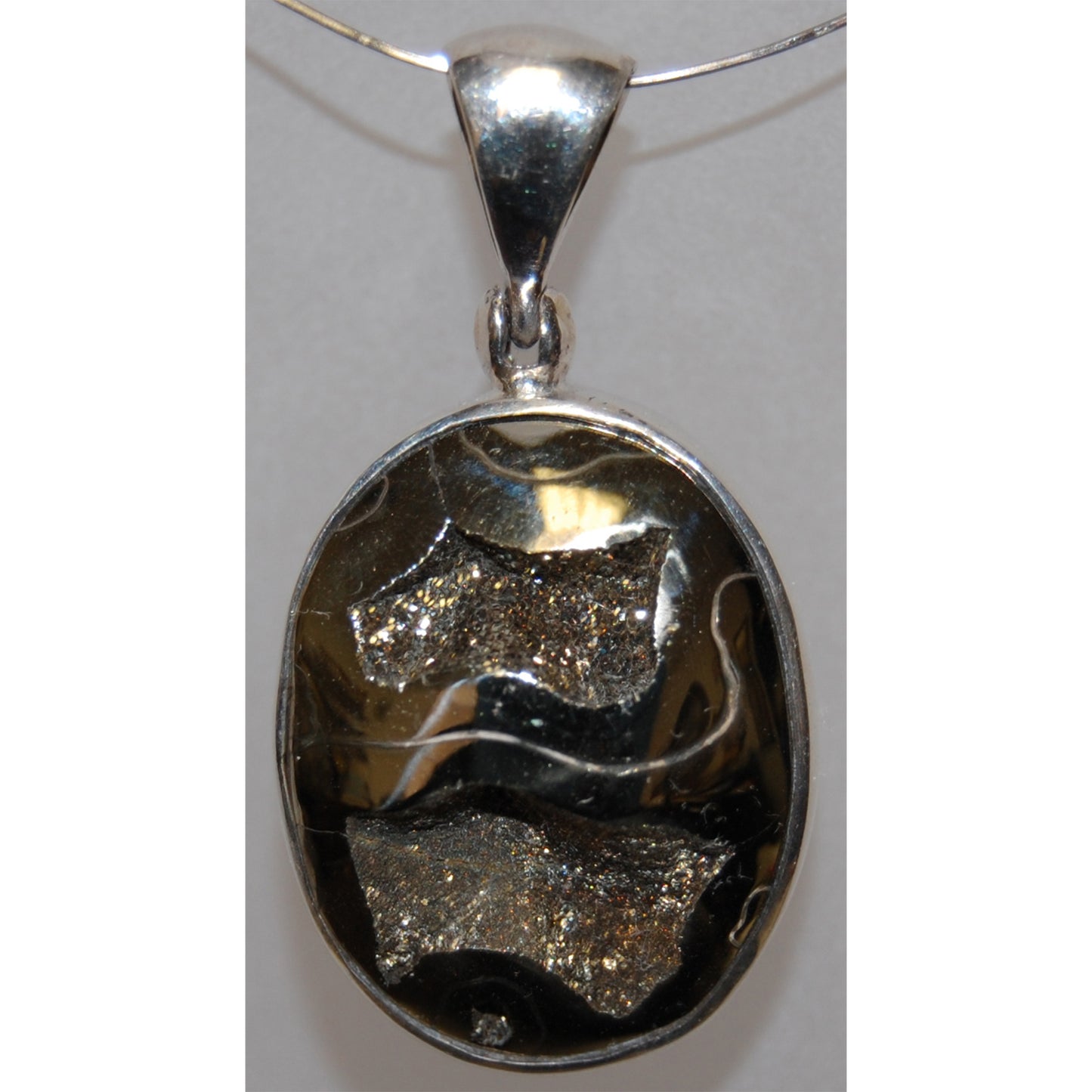 Ammonite Cross Section Sterling Silver Pendant