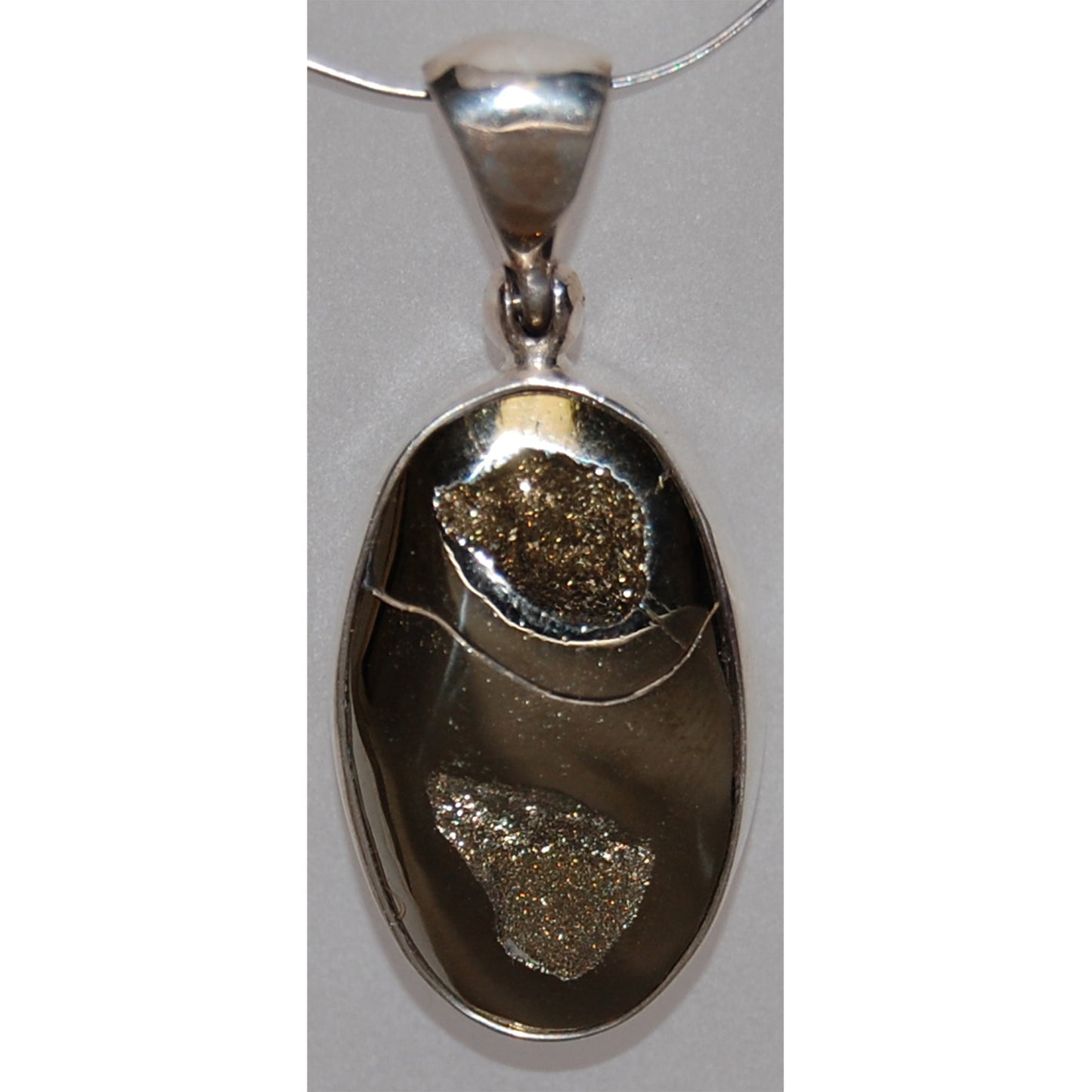 Ammonite Cross Section Sterling Silver Pendant