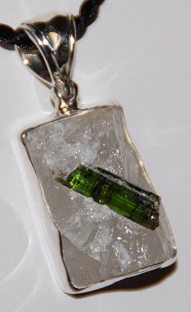 Tourmaline in Quartz Sterling Silver Pendant