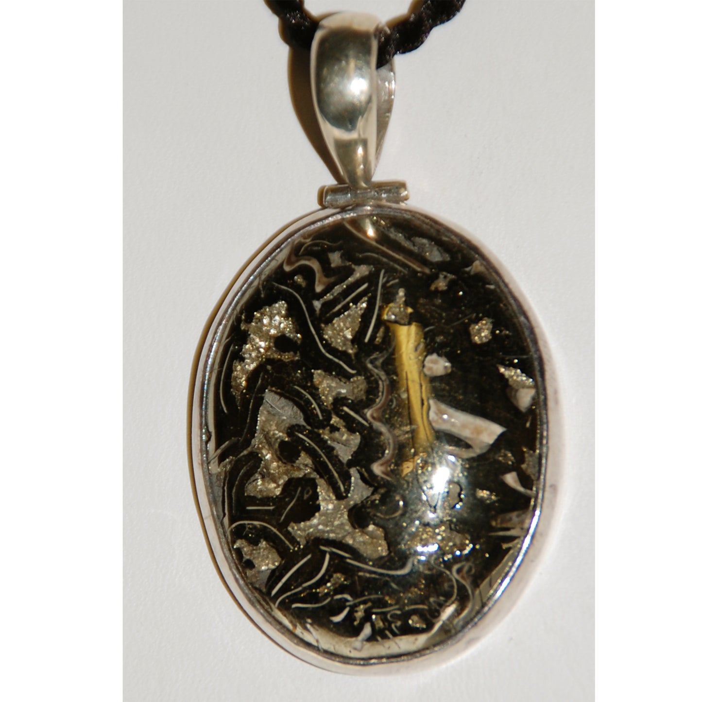 Ammonite Cross Section Sterling Silver Pendant