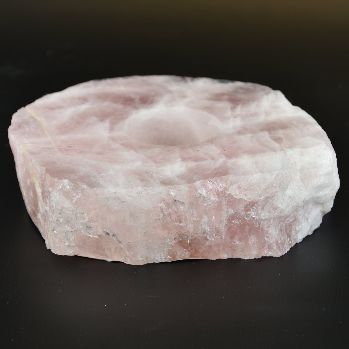 Rose Quartz Polished Slab Candleholder