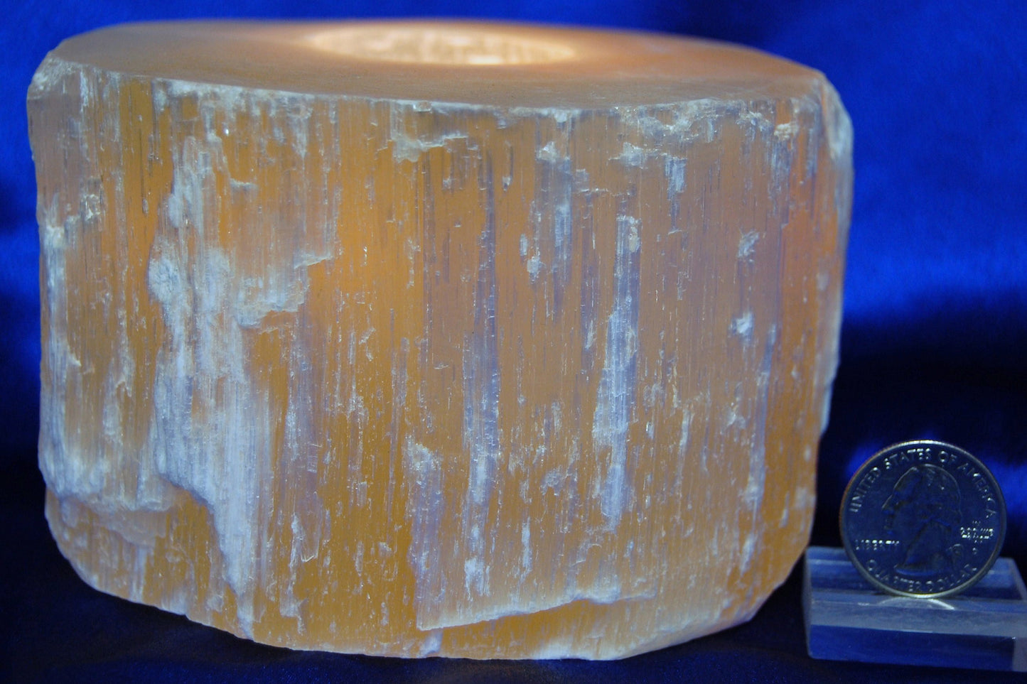 Selenite Peach Top Polished Candleholder