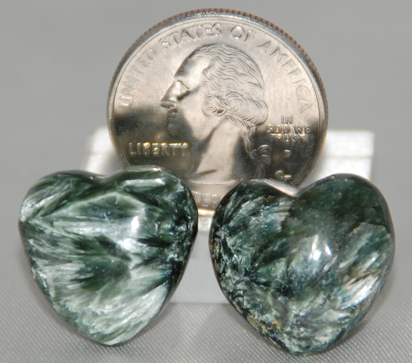 Seraphinite Polished Heart Stone Crystal Teal Blue Green Unique Feather Like Shimmer