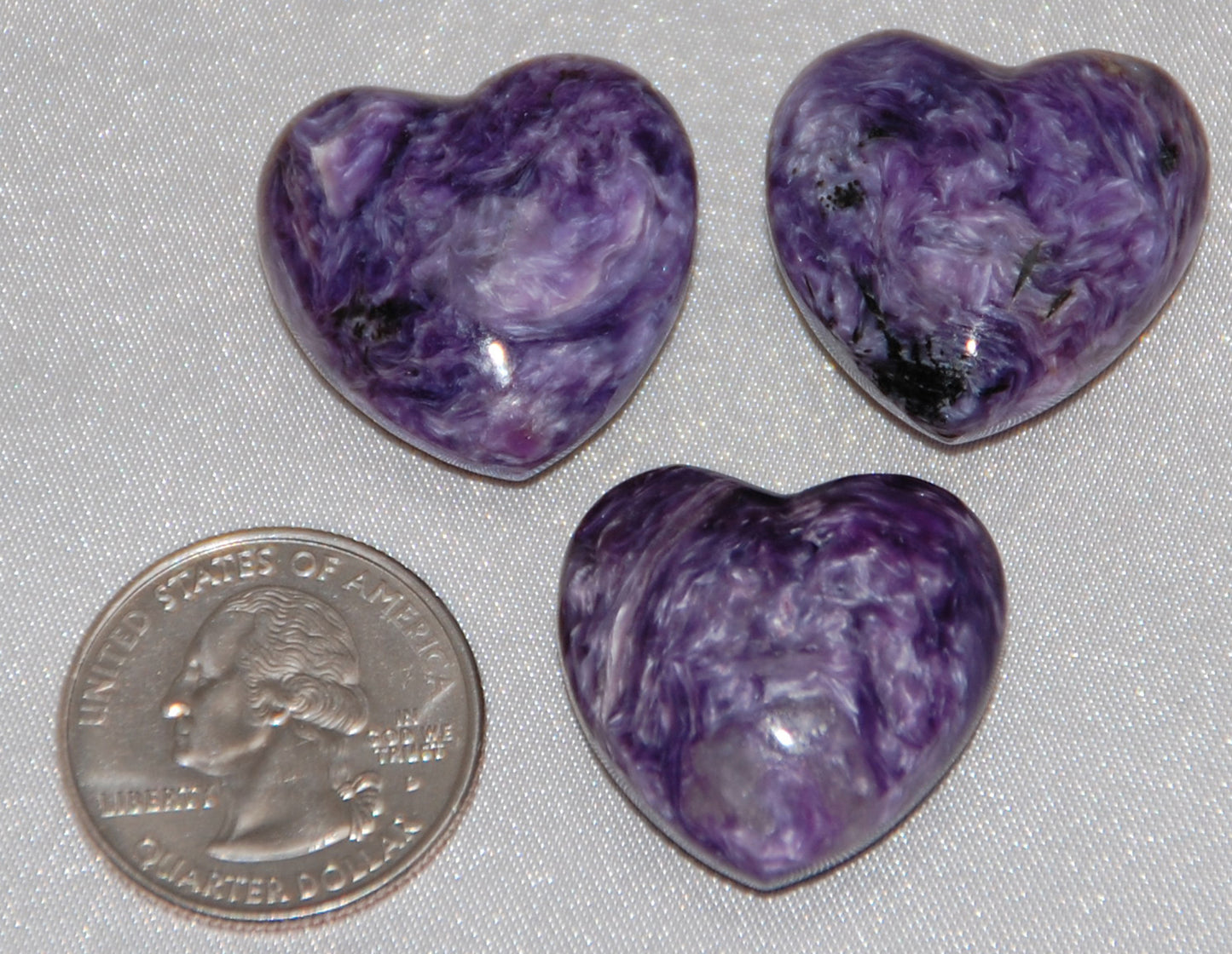 Charoite Polished Hearts