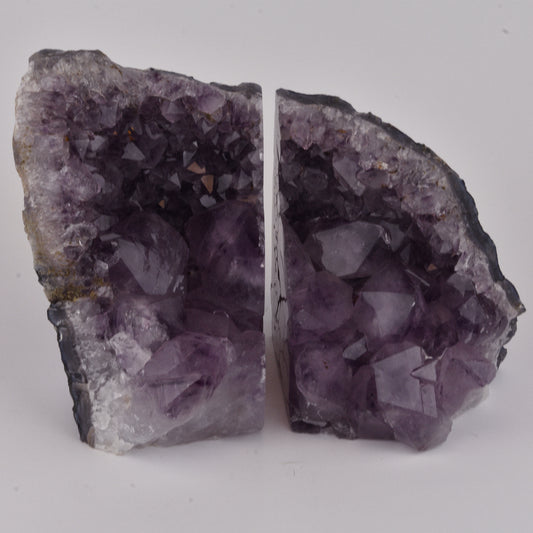 Amethyst Cluster Bookends Natural Purple