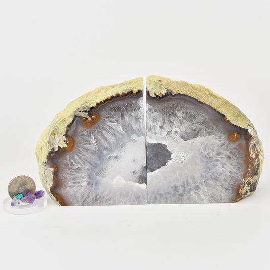 Agate Crystal Geode Center Bookends