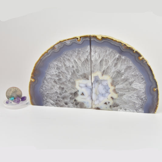 Agate Crystal Geode Center Bookends