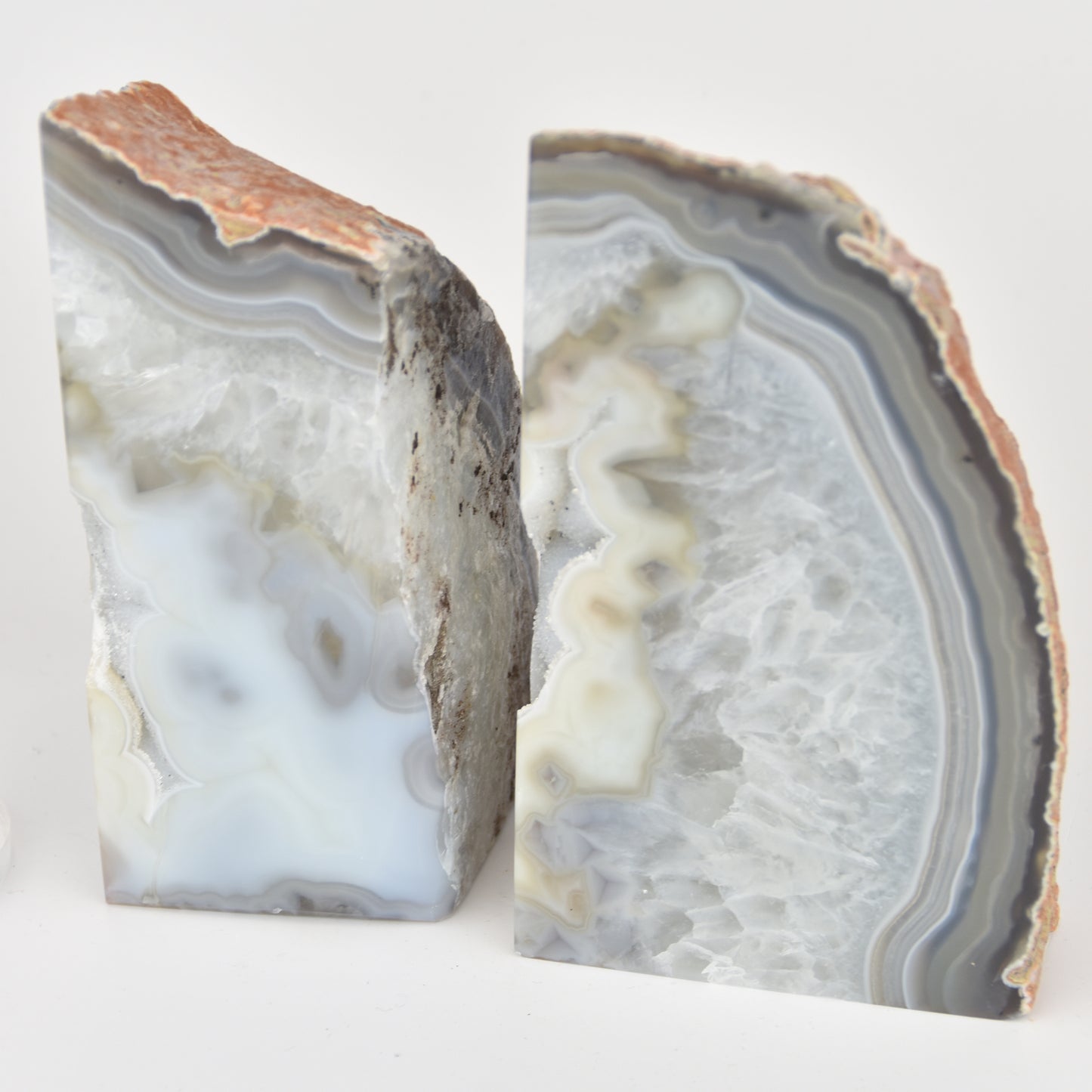 Agate Geode Center Bookends with Crystals