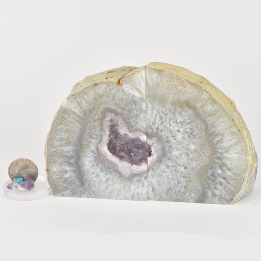 Amethyst and Quartz Geode Center Bookends