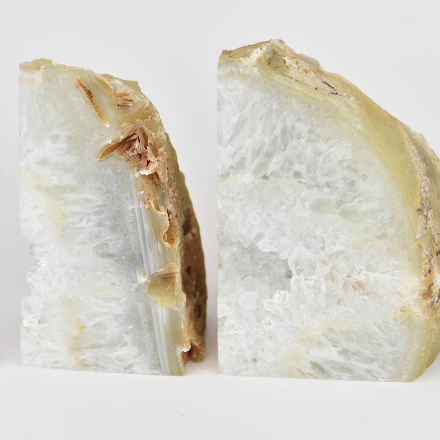 Agate Geode Center Bookends with Quartz