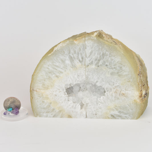 Agate Geode Center Bookends with Quartz