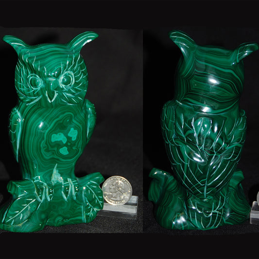 Malachite Owl Carving