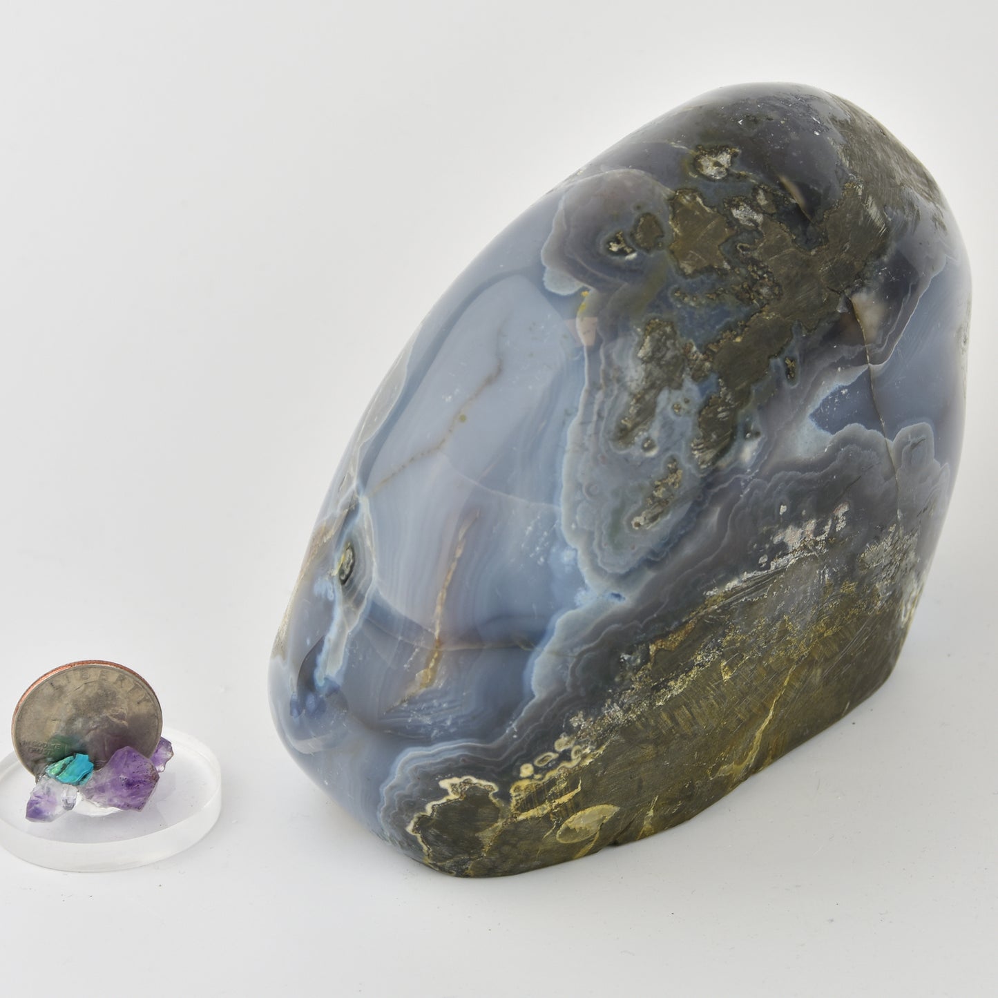 Quartz Crystal Geode Home Decor Piece Blue