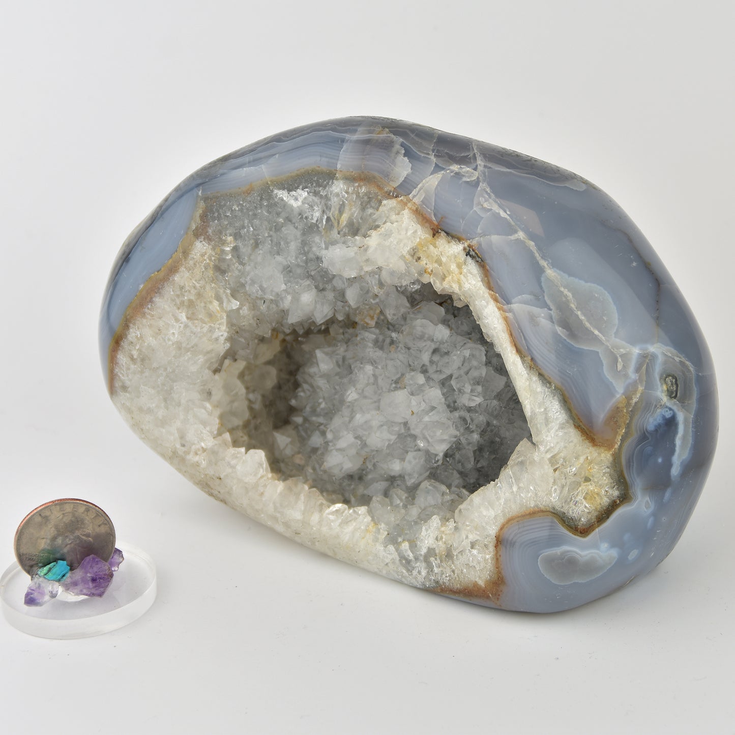 Quartz Crystal Geode Home Decor Piece Blue