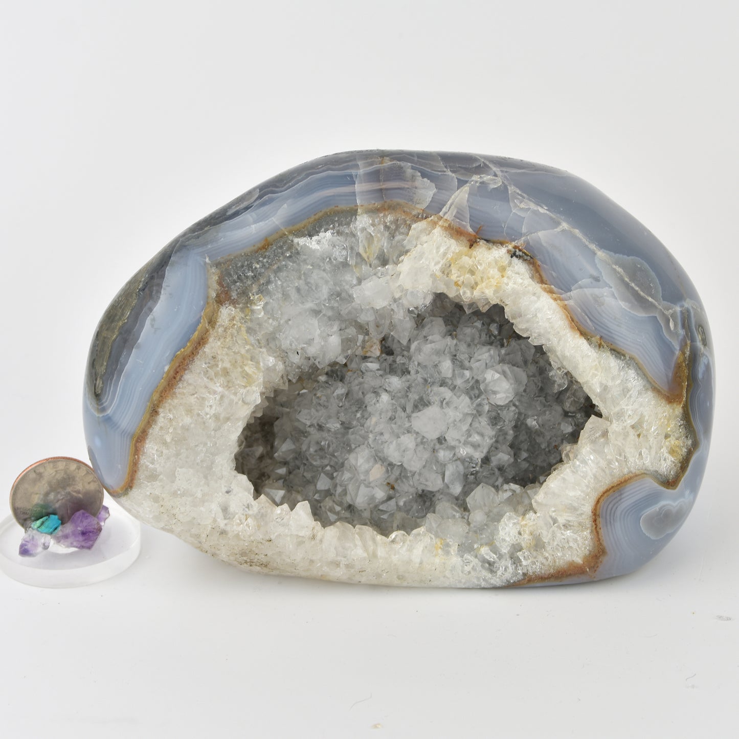 Quartz Crystal Geode Home Decor Piece Blue