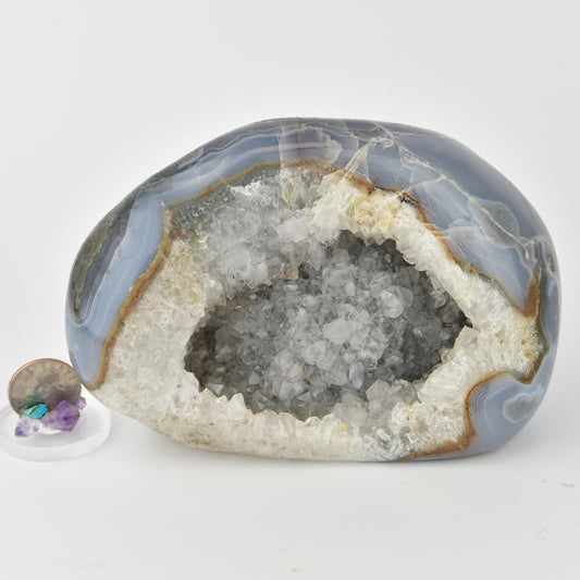 Quartz Crystal Geode Home Decor Piece Blue