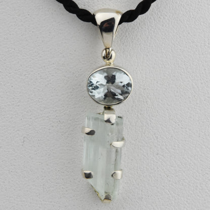 Aquamarine Crystal Sterling Silver Pendant