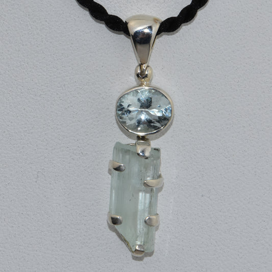 Aquamarine Crystal Sterling Silver Pendant