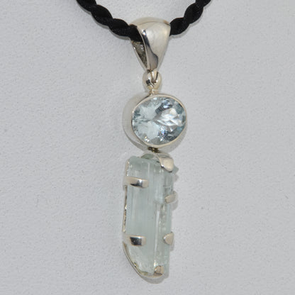 Aquamarine Crystal Sterling Silver Pendant