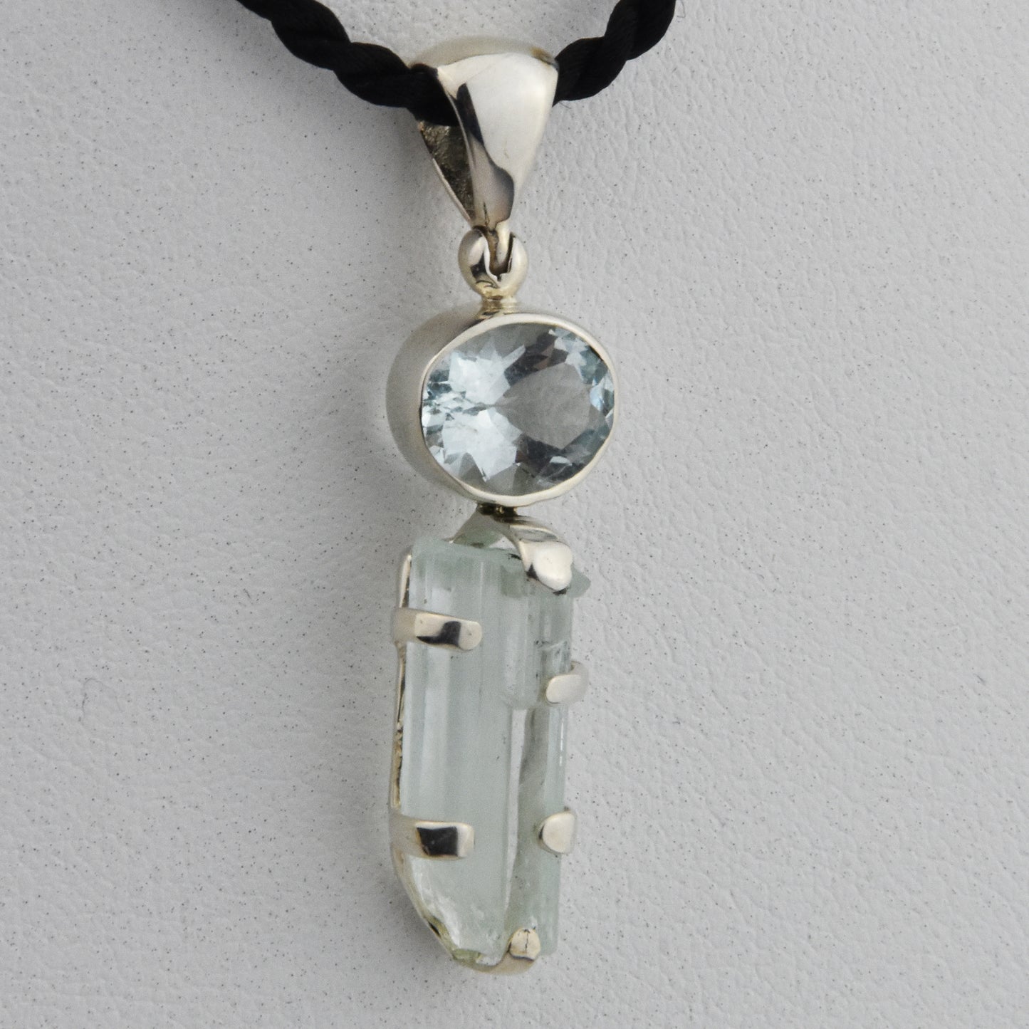 Aquamarine Crystal Sterling Silver Pendant