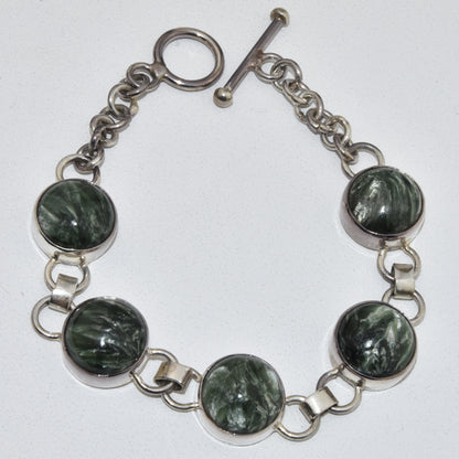 Seraphinite Sterling Silver Bracelet