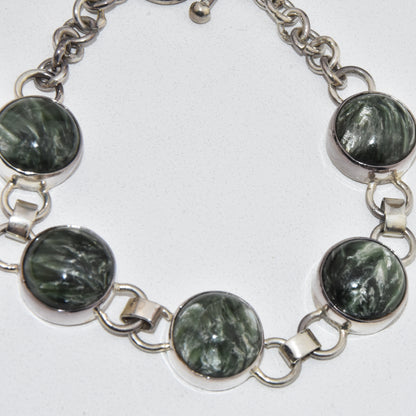 Seraphinite Sterling Silver Bracelet