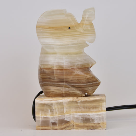 Mexican Onyx Elephant Lamp