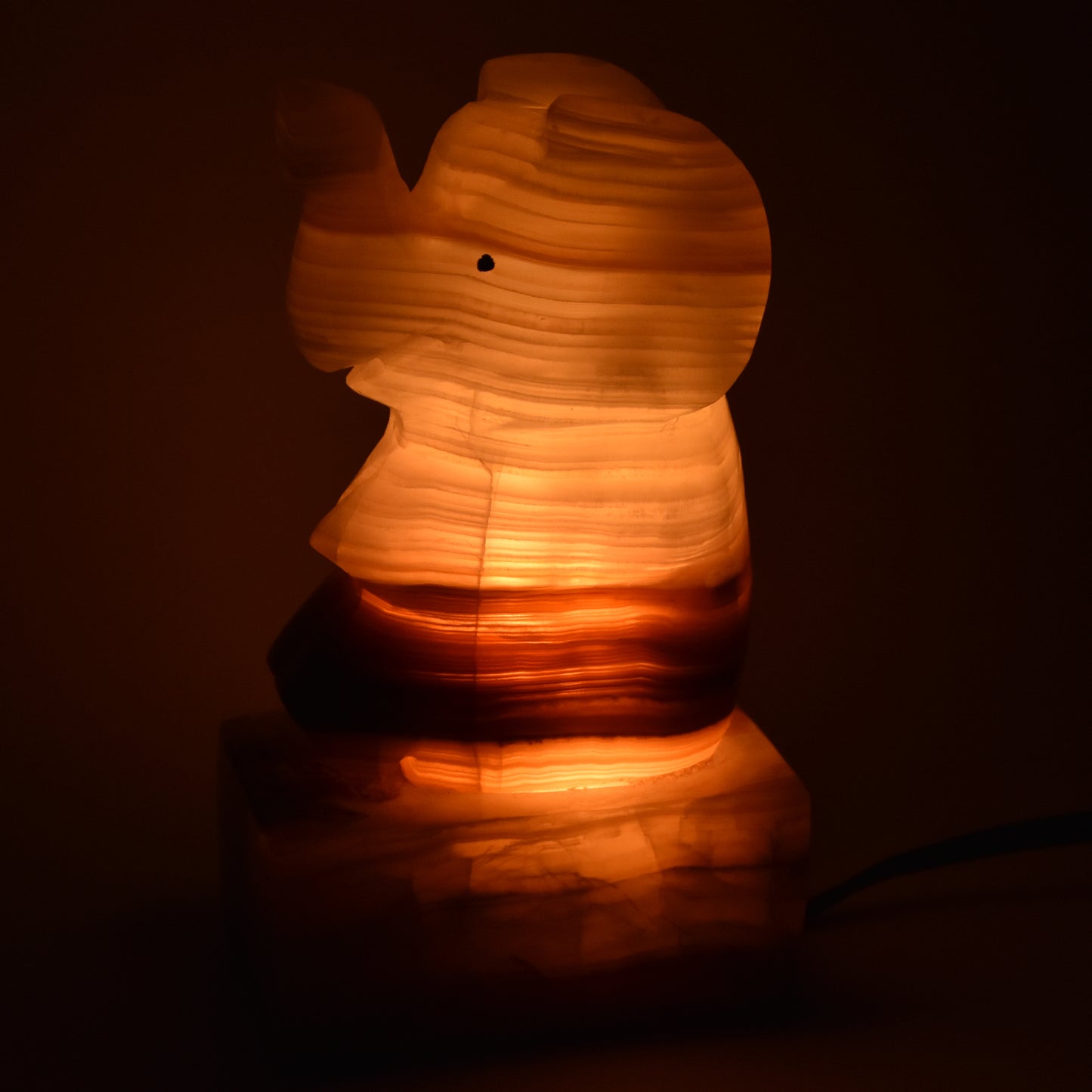 Mexican Onyx Elephant Lamp