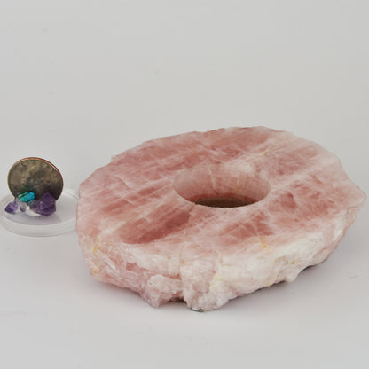 Rose Quartz Slab Candleholder
