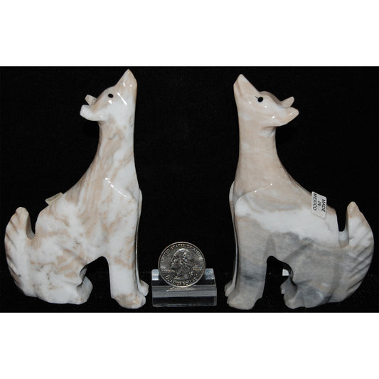 Mexican Onyx Wolf Carving