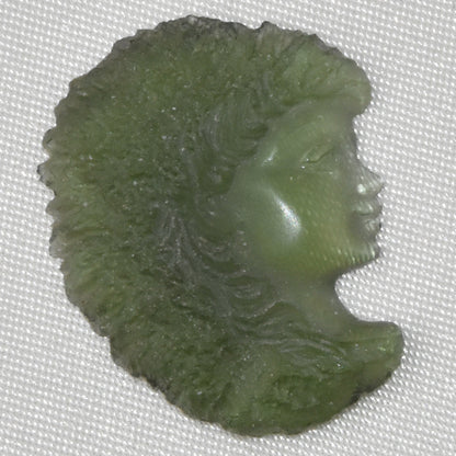 Moldavite Goddess Face Carving