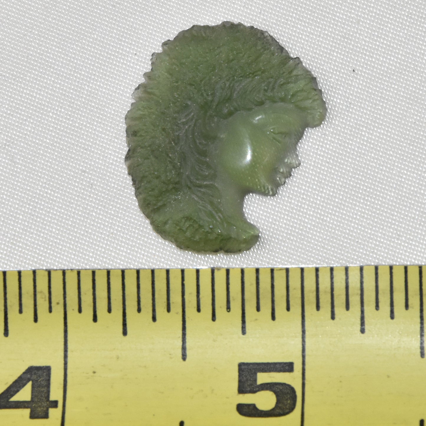 Moldavite Goddess Face Carving