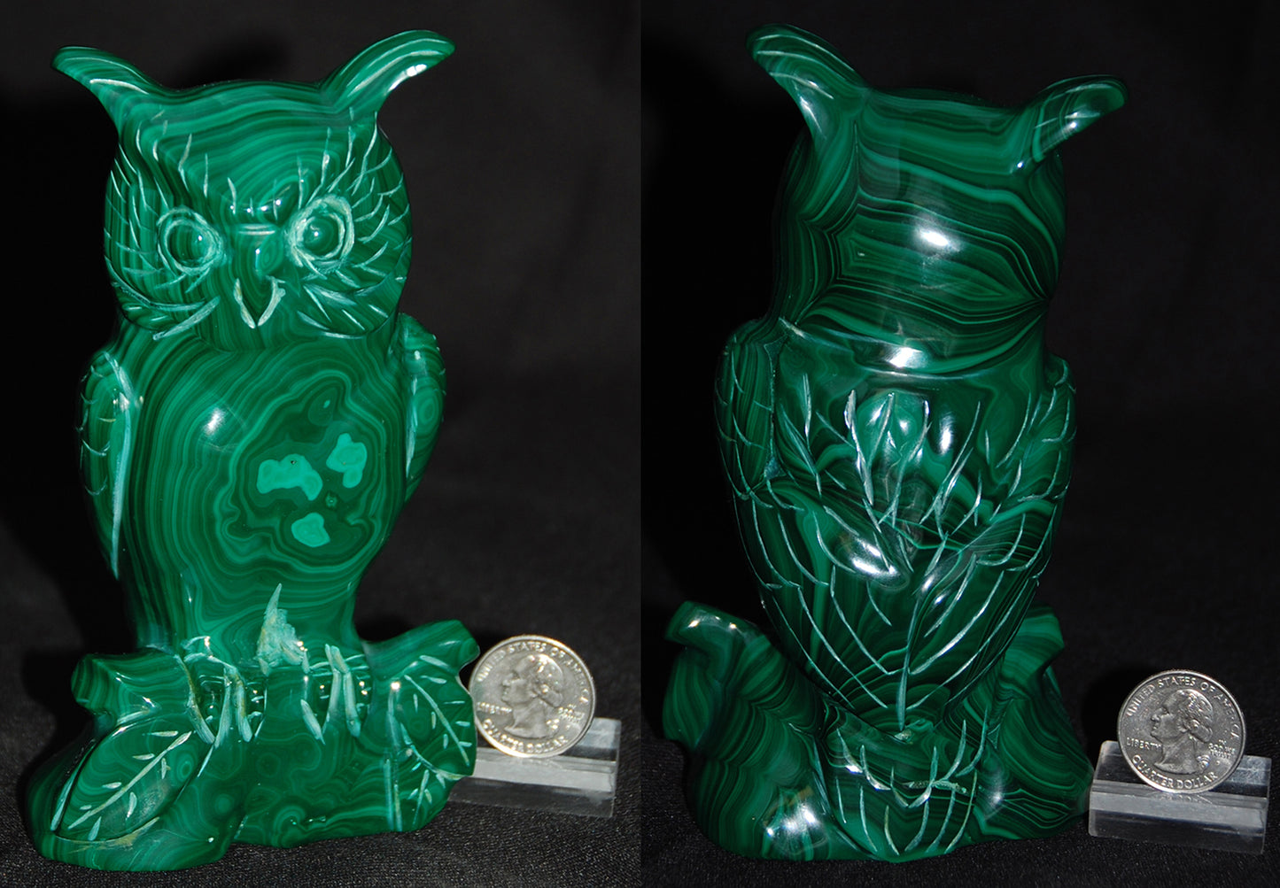 Malachite Owl Carving