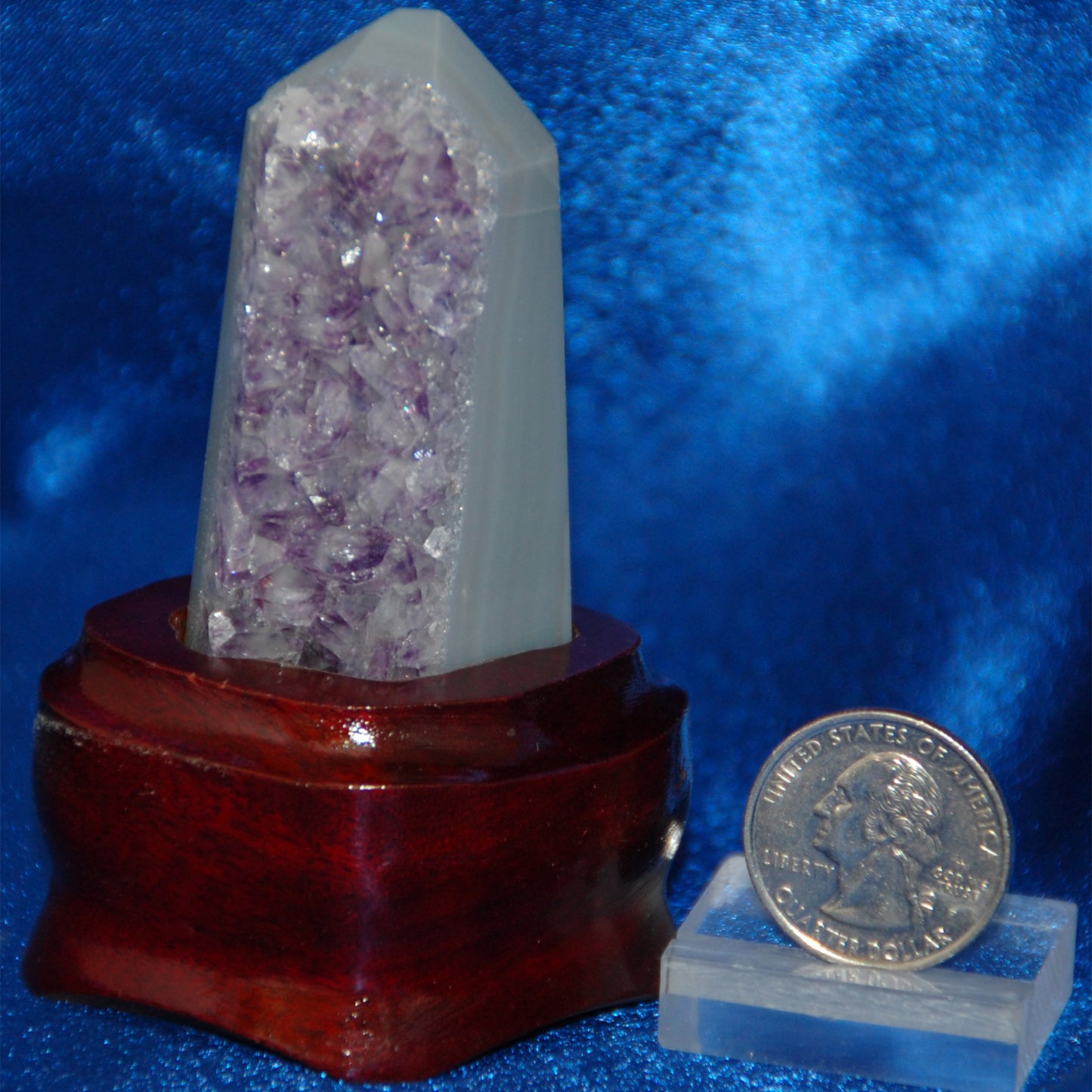 Amethyst Cluster Point on Wood Base