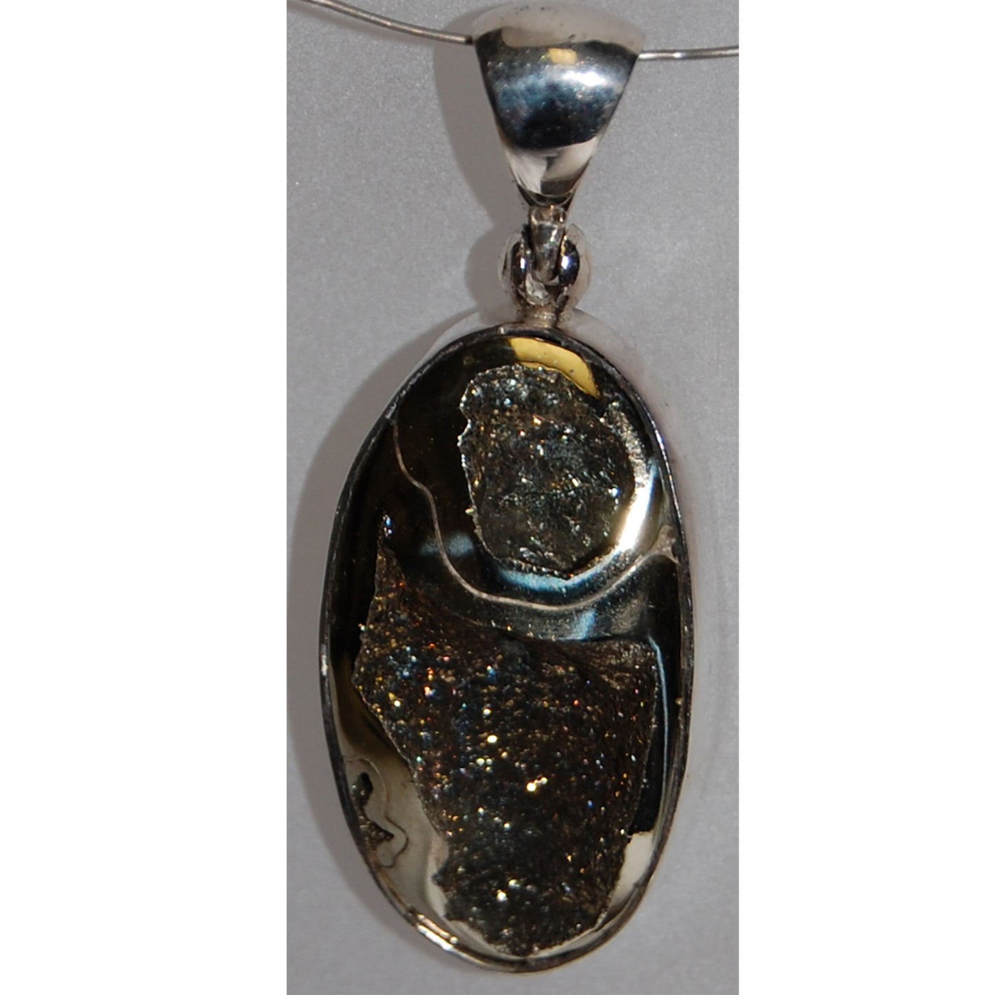 Ammonite Cross Section Sterling Silver Pendant