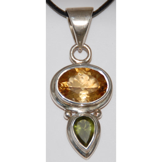 Citrine & Peridot Sterling Silver Pendant