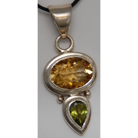 Citrine & Peridot Sterling Silver Pendant