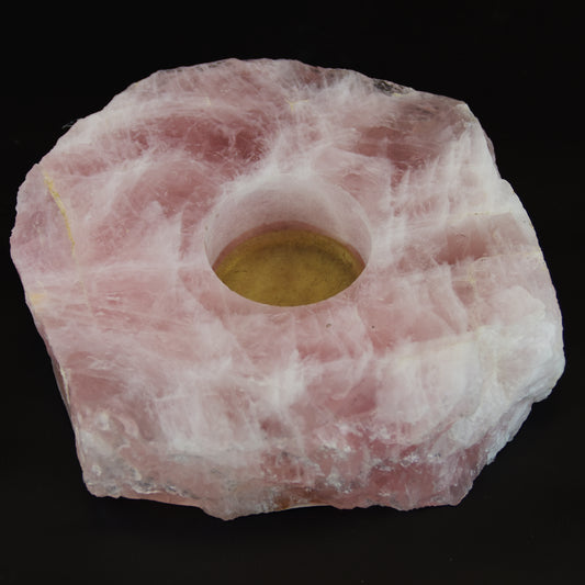 Rose Quartz Polished Slab Candleholder