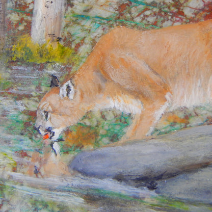 Cougar on Granite & Chrysocolla