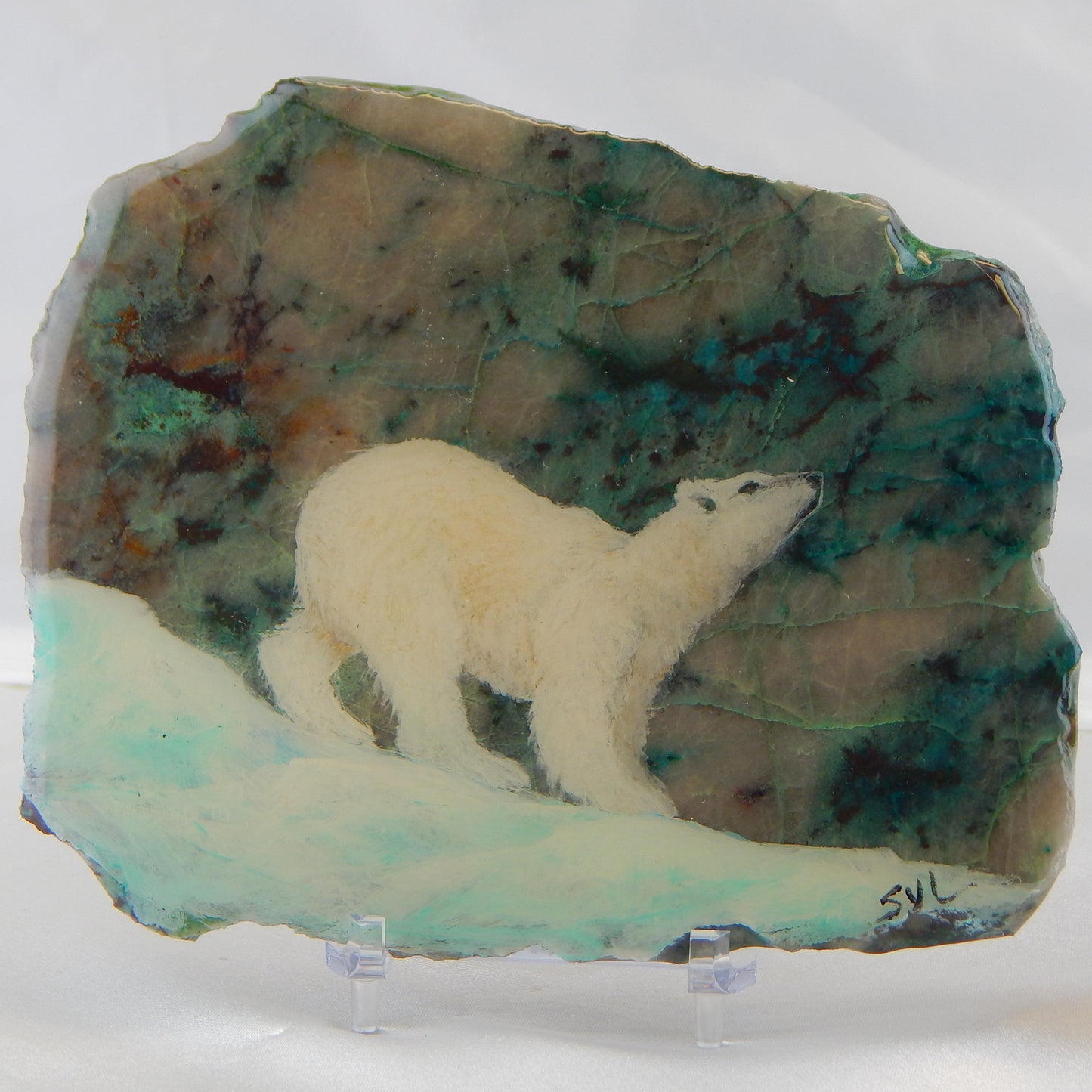 Polar Bear on Chrysocolla